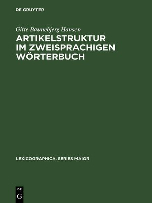 cover image of Artikelstruktur im zweisprachigen Wörterbuch